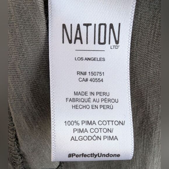 Nation LTD Freddie Dress Flutter Sleeves Pima Cotton Olive Small - Picture 5 of 8